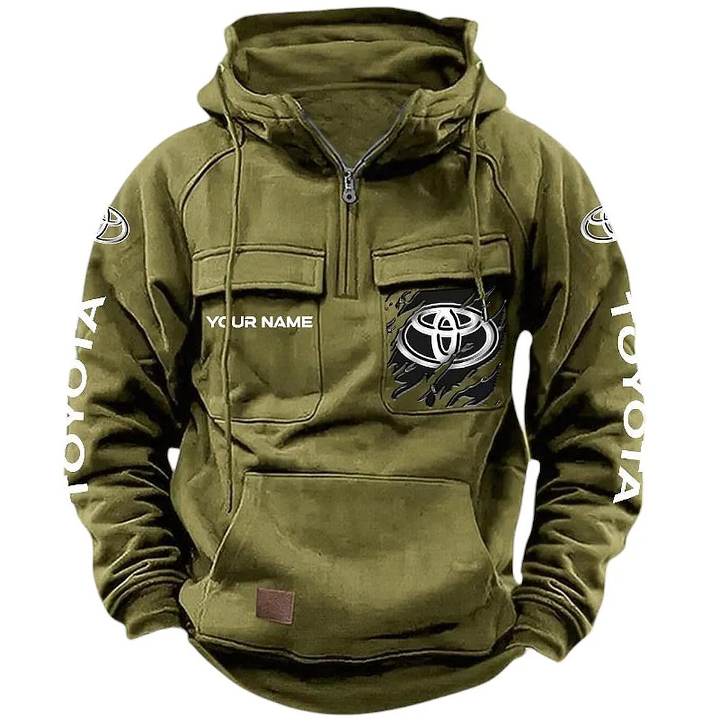toyota hoodie tactical quarter zip gift for toyota lovers car164022425158 army green ryewh