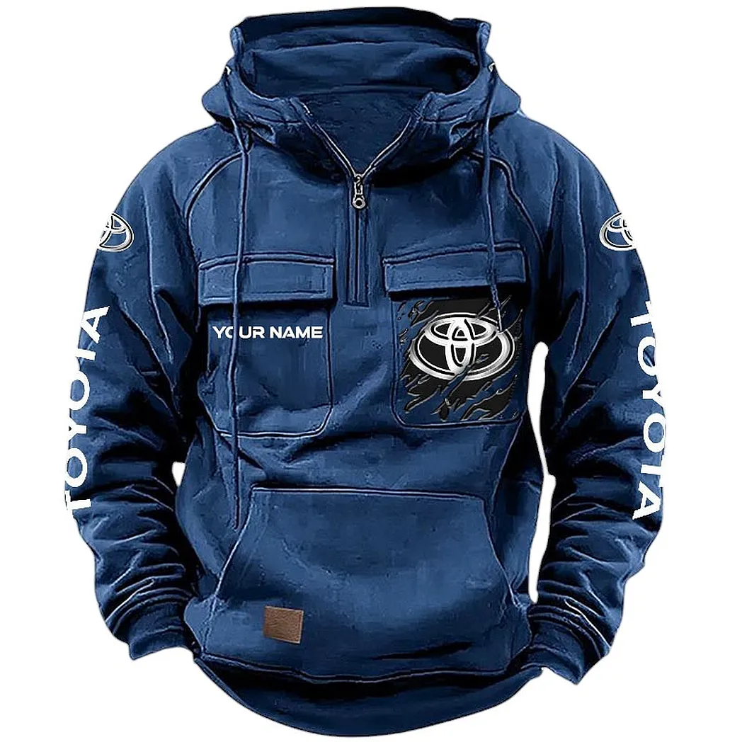 Toyota Hoodie Tactical Quarter Zip, Gift For Toyota Lovers CAR164022425158 - Dark Blue