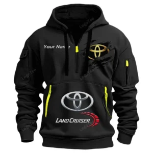 Toyota Land Cruiser Half Zip Hoodie CAR113021425794, Best Gift for Him, Husband, Boyfriend - Black