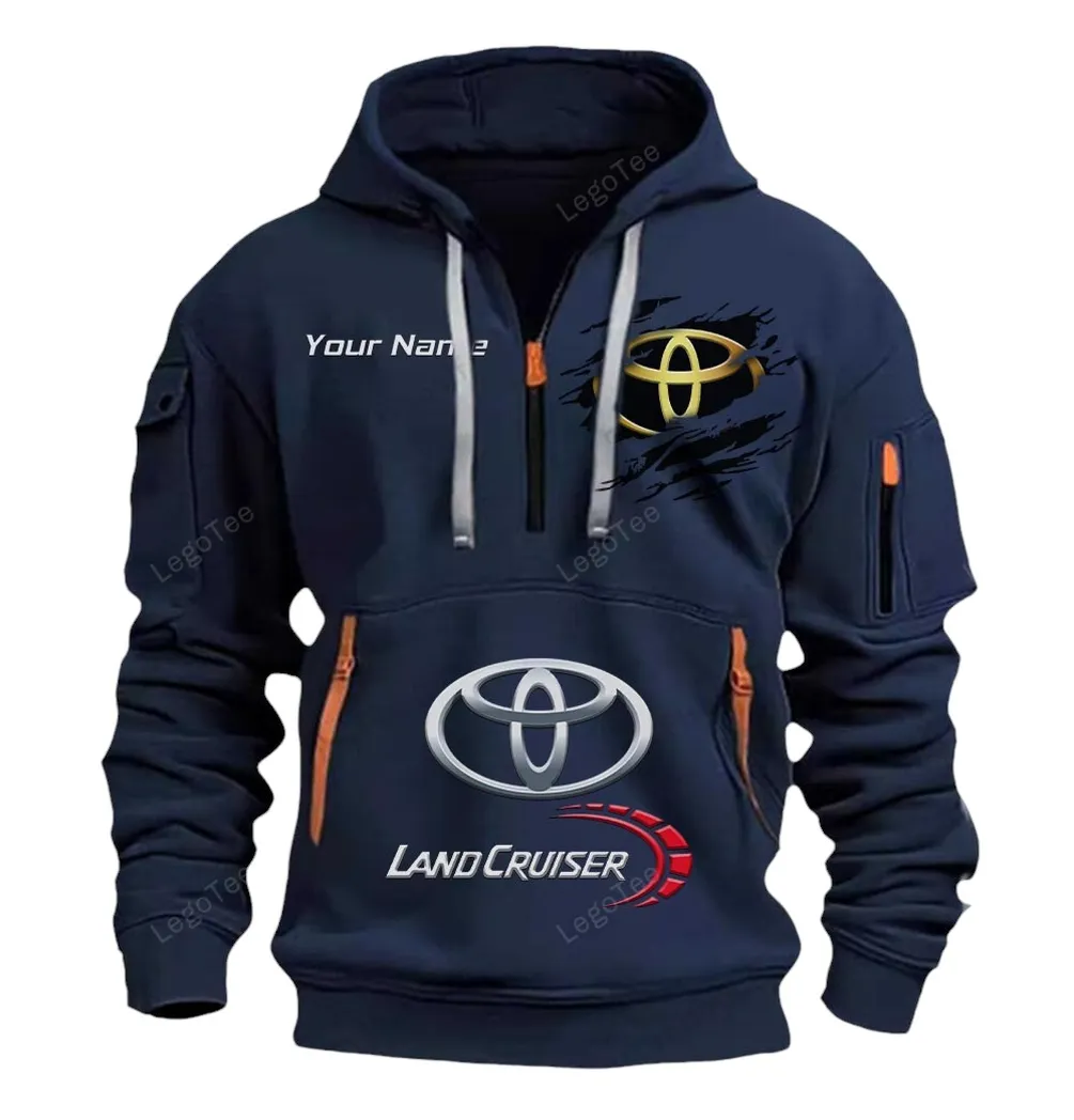 toyota land cruiser half zip hoodie car113021425794 best gift for him husband boyfriend navy ressk