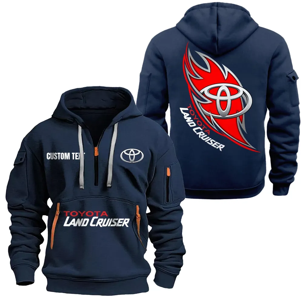 Toyota Land Cruiser Hoodie Half Zipper CAR1701112194, CAR All Over Print Hoodie Half Zipper - Navy