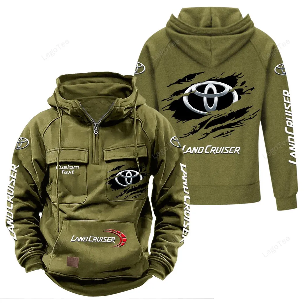 Toyota Land Cruiser Tactical Quarter Zip Hoodie, Gift For Toyota Land Cruiser Lovers, Gift For Him, Husband, Boyfriend - Army Green CAR122021425013-1