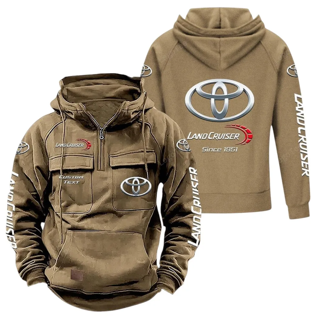 Toyota Land Cruiser Tactical Quarter Zip Hoodie, Gift For Toyota Land Cruiser Lovers, Gift For Him, Husband, Boyfriend - Khaki CAR96021425691-4
