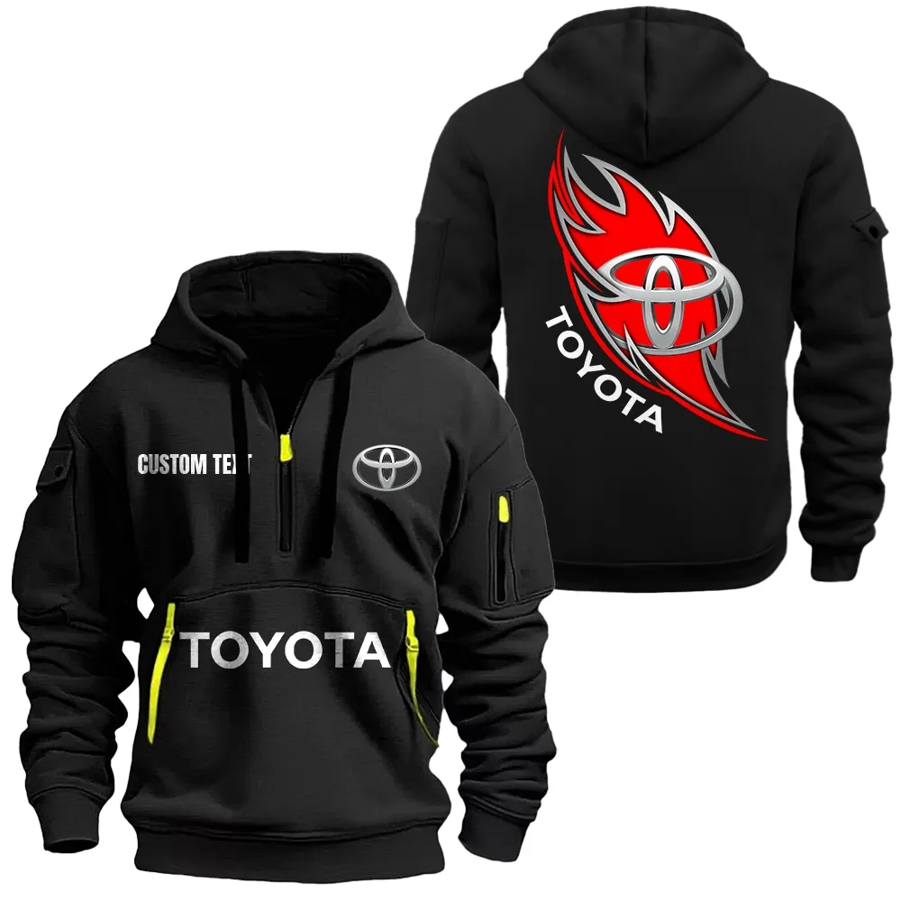 Toyota Motor Corporation Hoodie Half Zipper CAR1701112196, CAR All Over Print Hoodie Half Zipper - Black