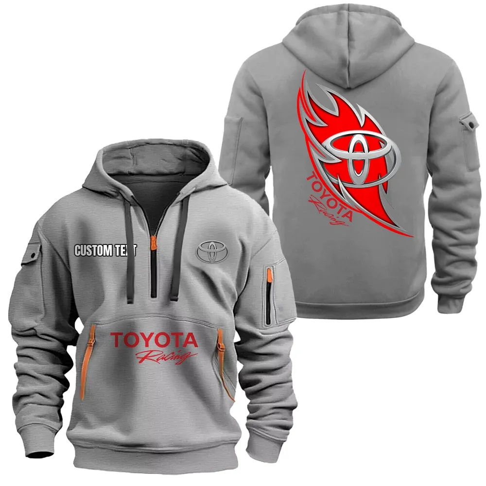 toyota racing hoodie half zipper car1701112198 car all over print hoodie half zipper gray v687m