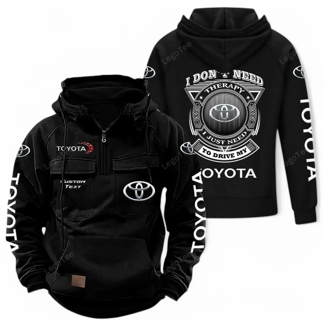 Toyota Tactical Quarter Zip Hoodie CAR106021525014, Gifts For Men, Him, Husband, Boyfriend - Black