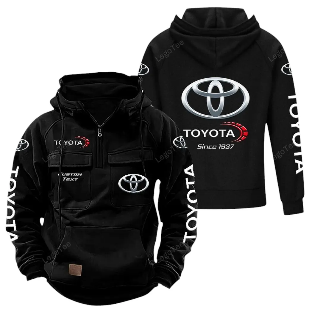 Toyota Tactical Quarter Zip Hoodie, Gift For Toyota Lovers, Gift For Him, Husband, Boyfriend - Black CAR96021425672-2
