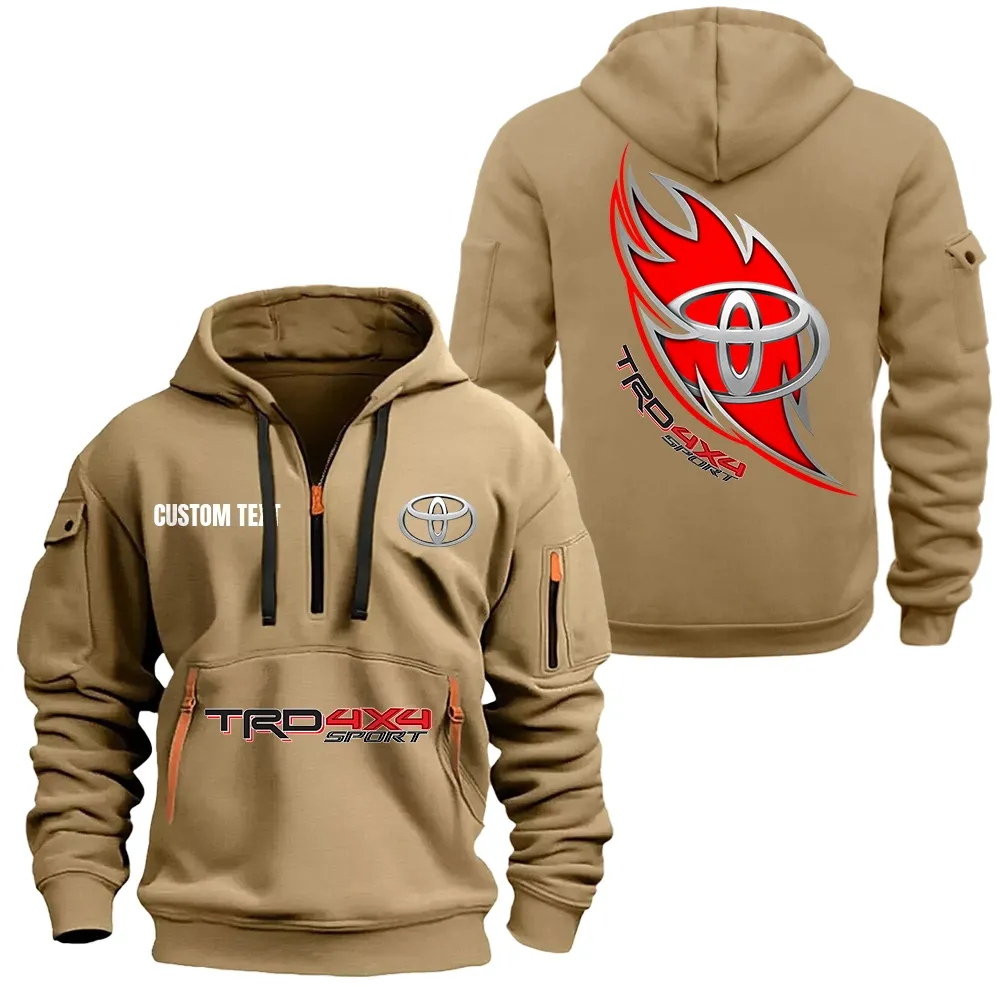 Toyota trd Hoodie Half Zipper CAR1701112201, CAR All Over Print Hoodie Half Zipper - Khaki