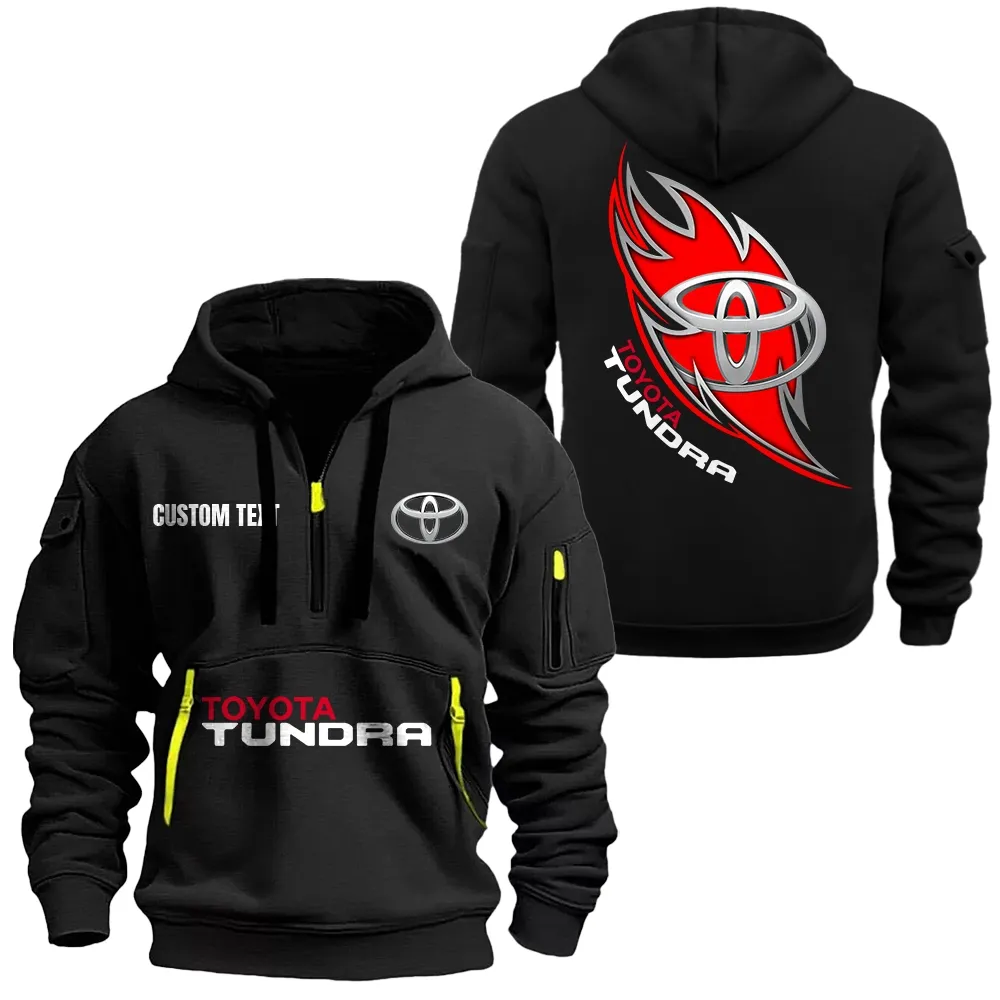 Toyota Tundra Hoodie Half Zipper CAR1701112202, CAR All Over Print Hoodie Half Zipper - Black
