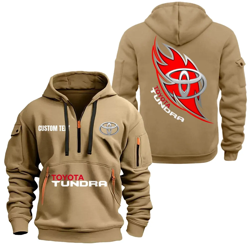 Toyota Tundra Hoodie Half Zipper CAR1701112202, CAR All Over Print Hoodie Half Zipper - Khaki