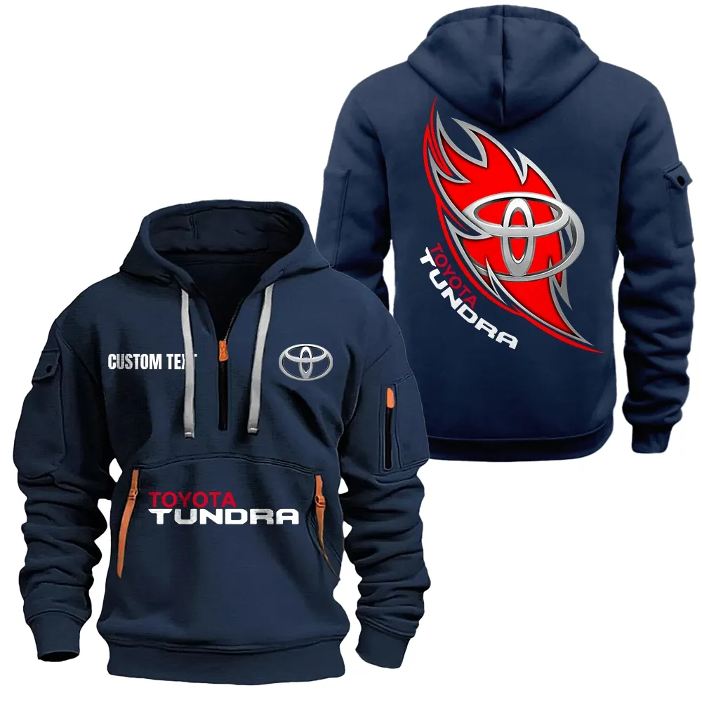 Toyota Tundra Hoodie Half Zipper CAR1701112202, CAR All Over Print Hoodie Half Zipper - Navy
