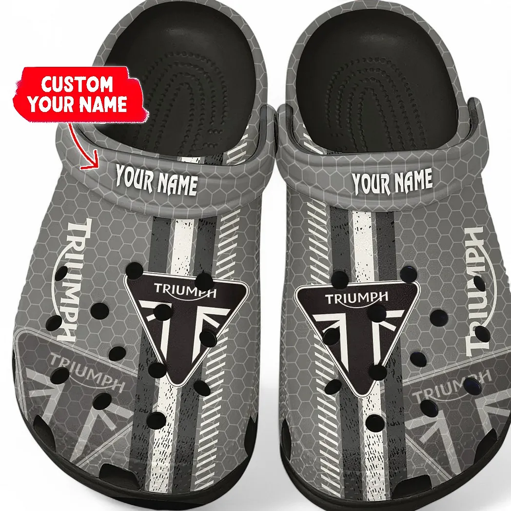 Triumph Motorcycles Crocs Shoes Gift For Triumph Motorcycles Lovers, Birthday Gift For Husband, Boyfriend CAR82022025662 - Black