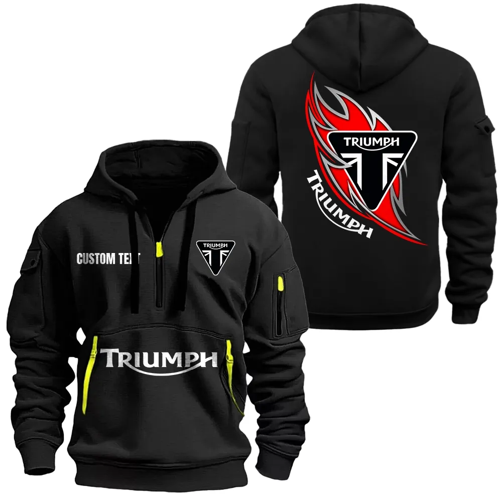 Triumph Motorcycles Hoodie Half Zipper CAR1701112203, CAR All Over Print Hoodie Half Zipper - Black
