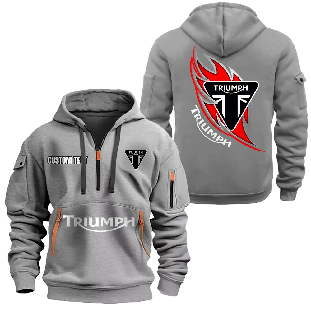 Triumph Motorcycles Hoodie Half Zipper CAR1701112203, CAR All Over Print Hoodie Half Zipper - Gray