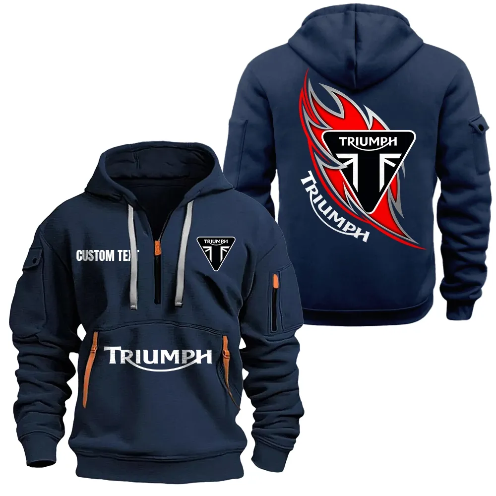 Triumph Motorcycles Hoodie Half Zipper CAR1701112203, CAR All Over Print Hoodie Half Zipper - Navy