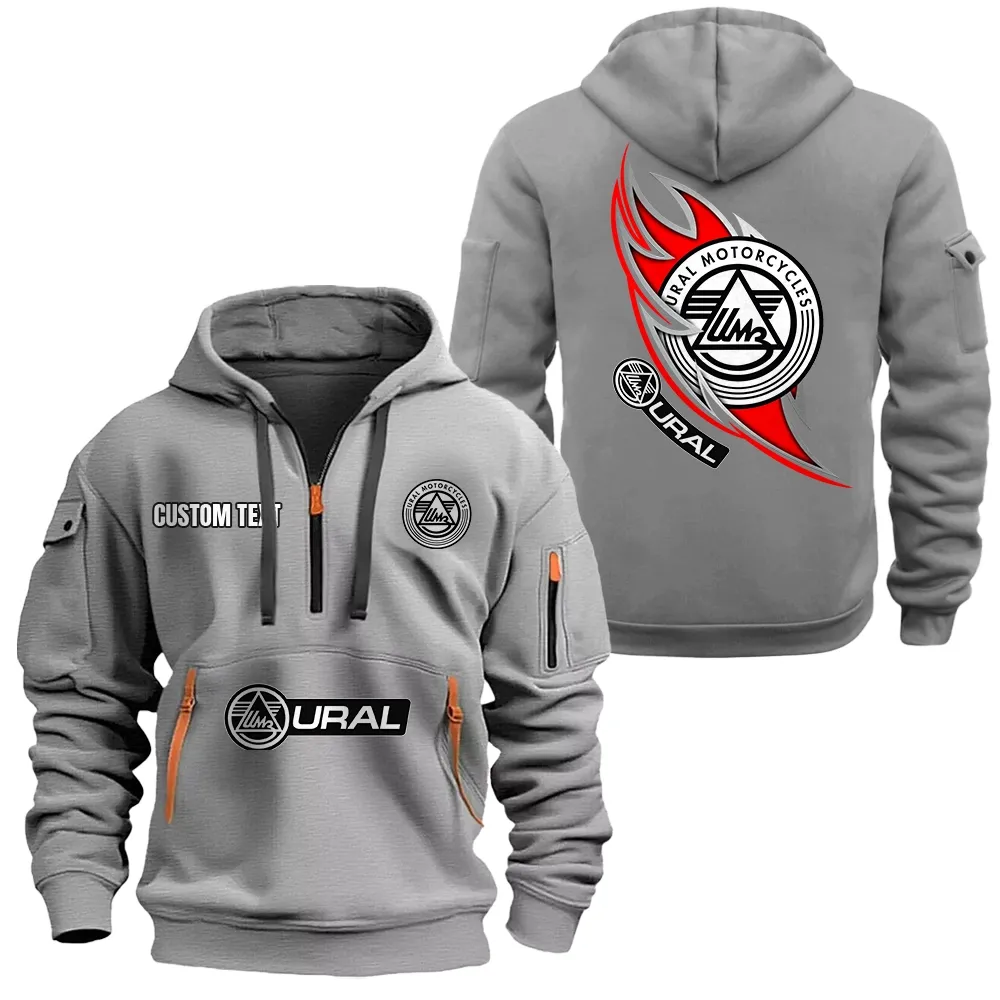 Ural Motorcycles Hoodie Half Zipper CAR1701112204, CAR All Over Print Hoodie Half Zipper - Gray