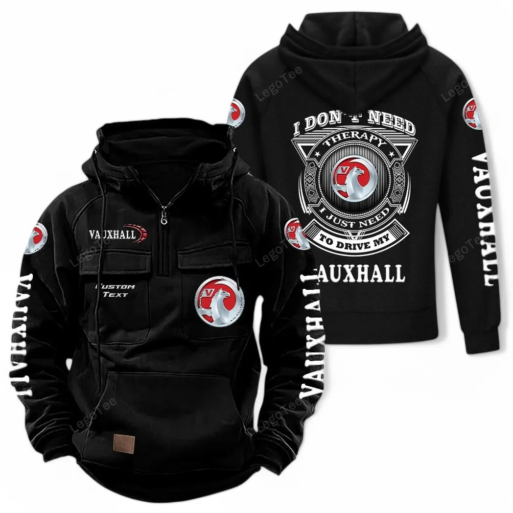 Vauxhall Tactical Quarter Zip Hoodie CAR106021525060, Gifts For Men, Him, Husband, Boyfriend - Black