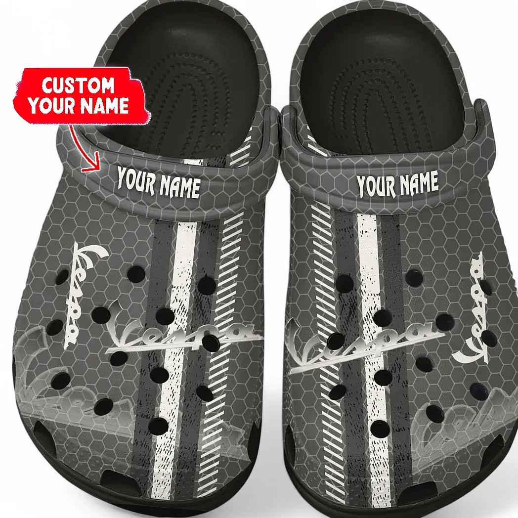 Vespa Crocs Shoes Gift For Vespa Lovers, Birthday Gift For Husband, Boyfriend CAR82022025664 - Black
