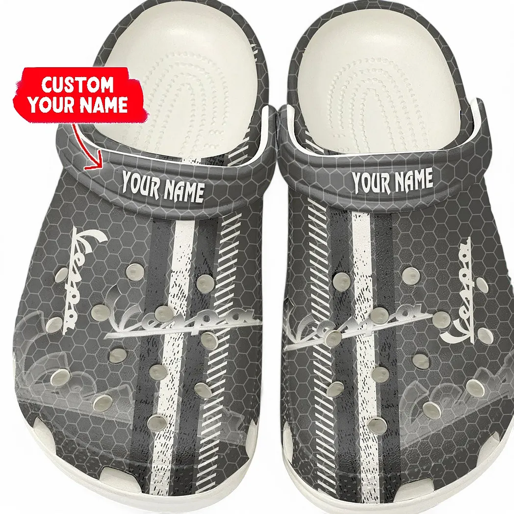 Vespa Crocs Shoes Gift For Vespa Lovers, Birthday Gift For Husband, Boyfriend CAR82022025664 - White
