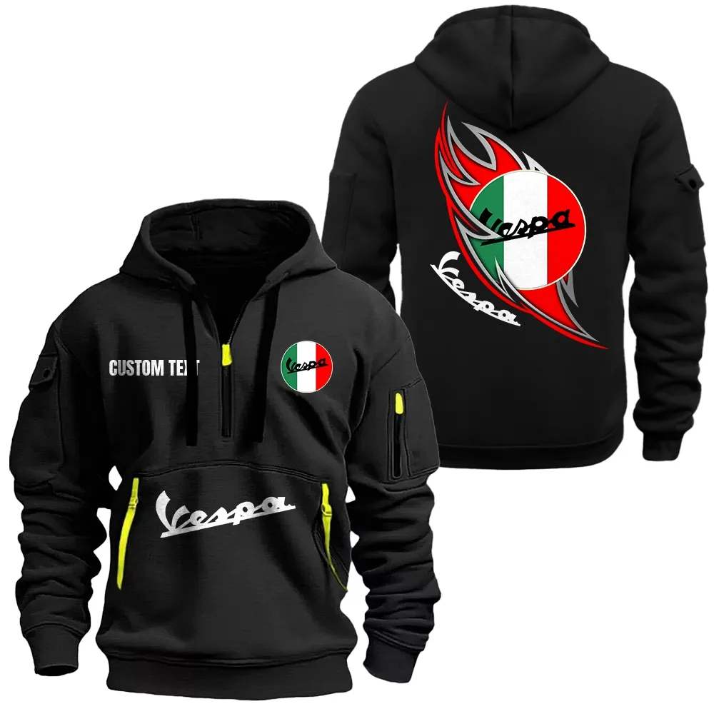 vespa hoodie half zipper car1701112207 car all over print hoodie half zipper black e221p