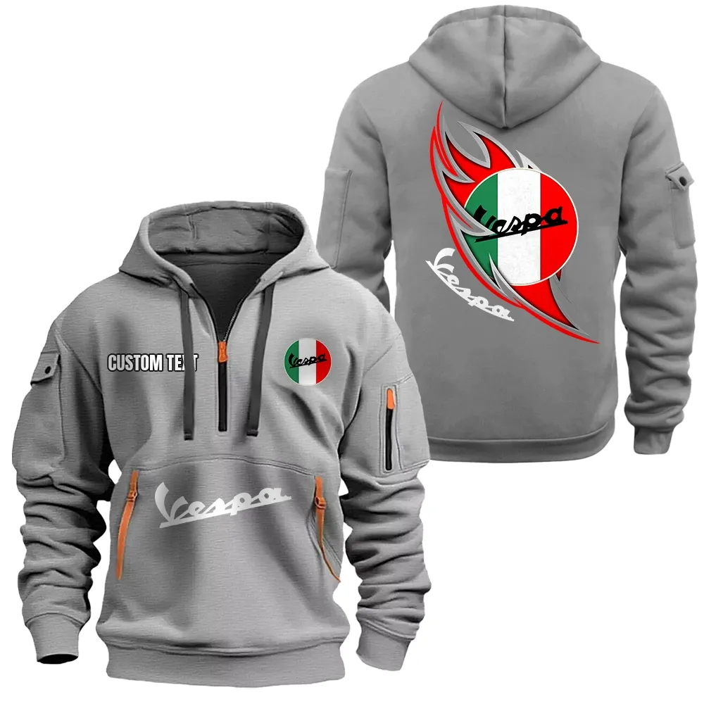 Vespa Hoodie Half Zipper CAR1701112207, CAR All Over Print Hoodie Half Zipper - Gray