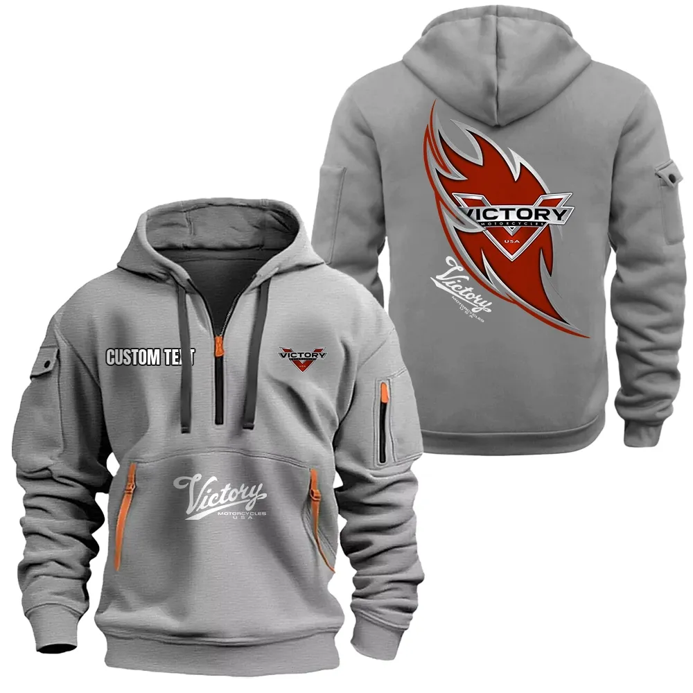 Victory Motorcycles Hoodie Half Zipper CAR1701112208, CAR All Over Print Hoodie Half Zipper - Gray
