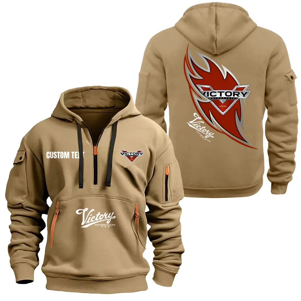 Victory Motorcycles Hoodie Half Zipper CAR1701112208, CAR All Over Print Hoodie Half Zipper - Khaki
