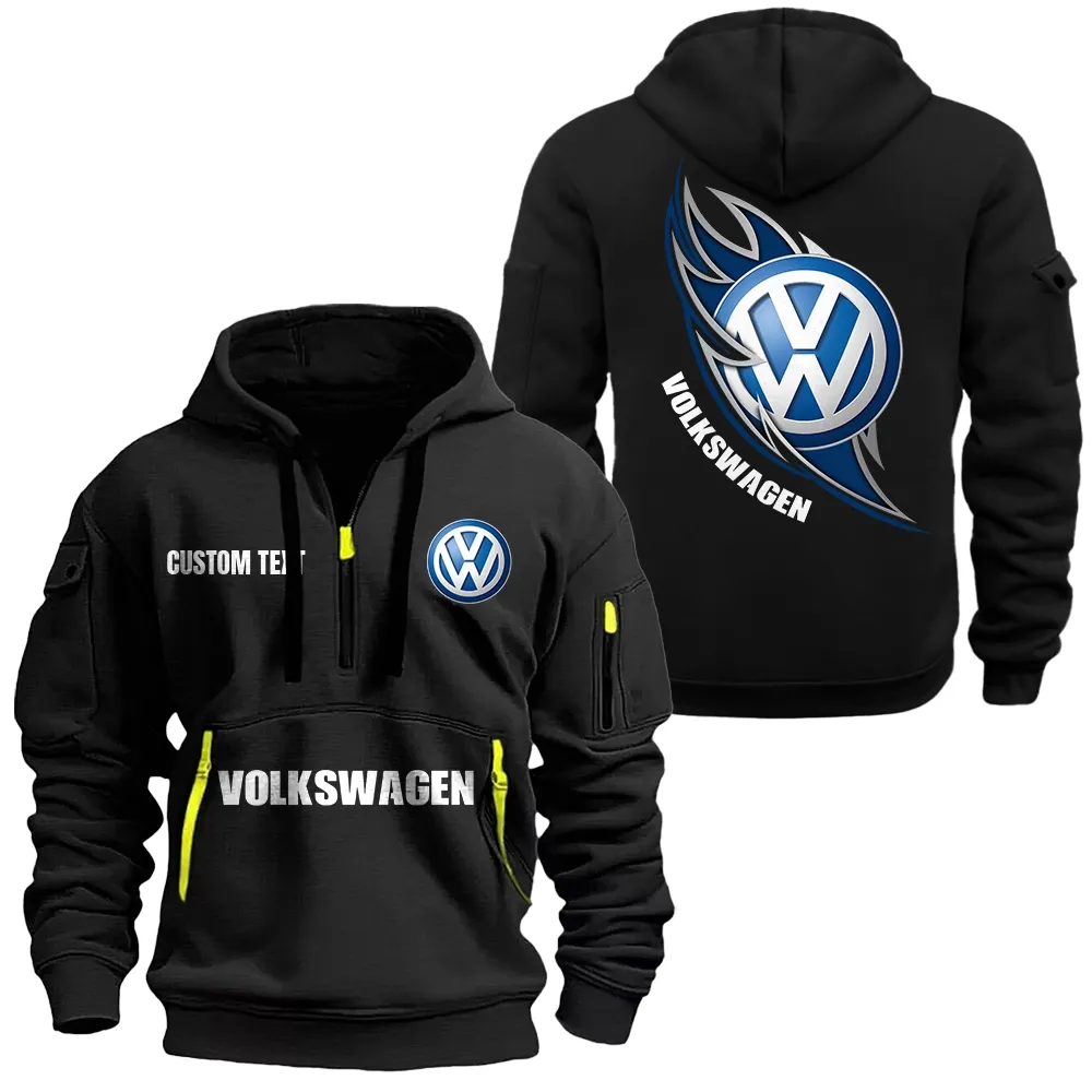 Volkswagen Group Hoodie Half Zipper CAR1701112209, CAR All Over Print Hoodie Half Zipper - Black