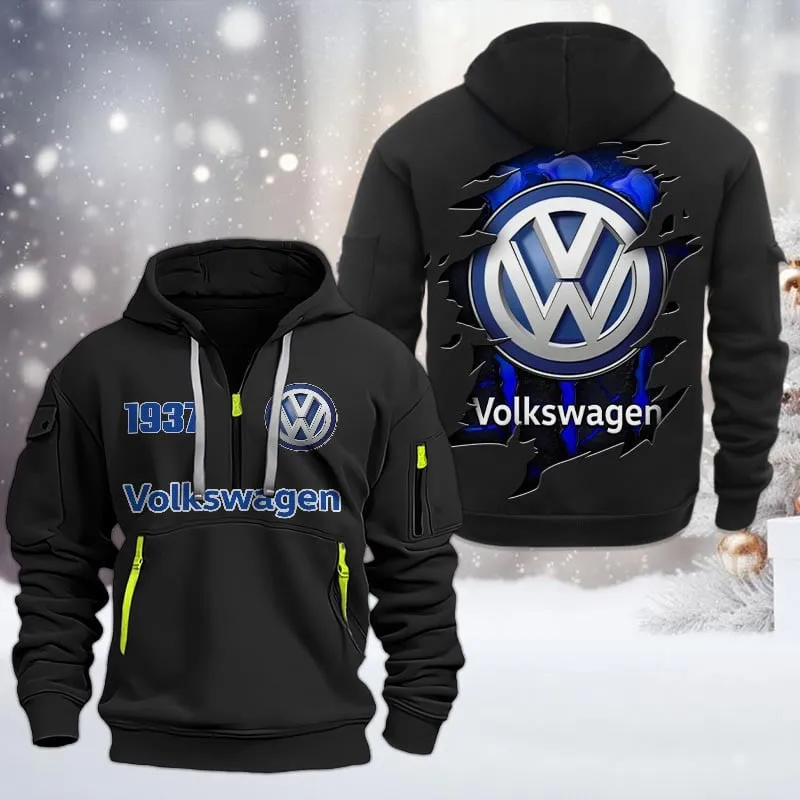 volkswagen half zip hoodie all over print half zip hoodies for men car198032725 black