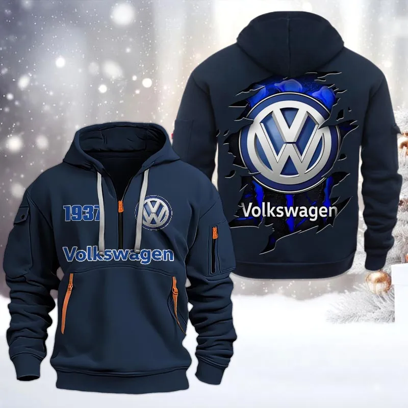 Volkswagen Half Zip Hoodie, All Over Print Half Zip Hoodies For Men CAR198032725 - Navy