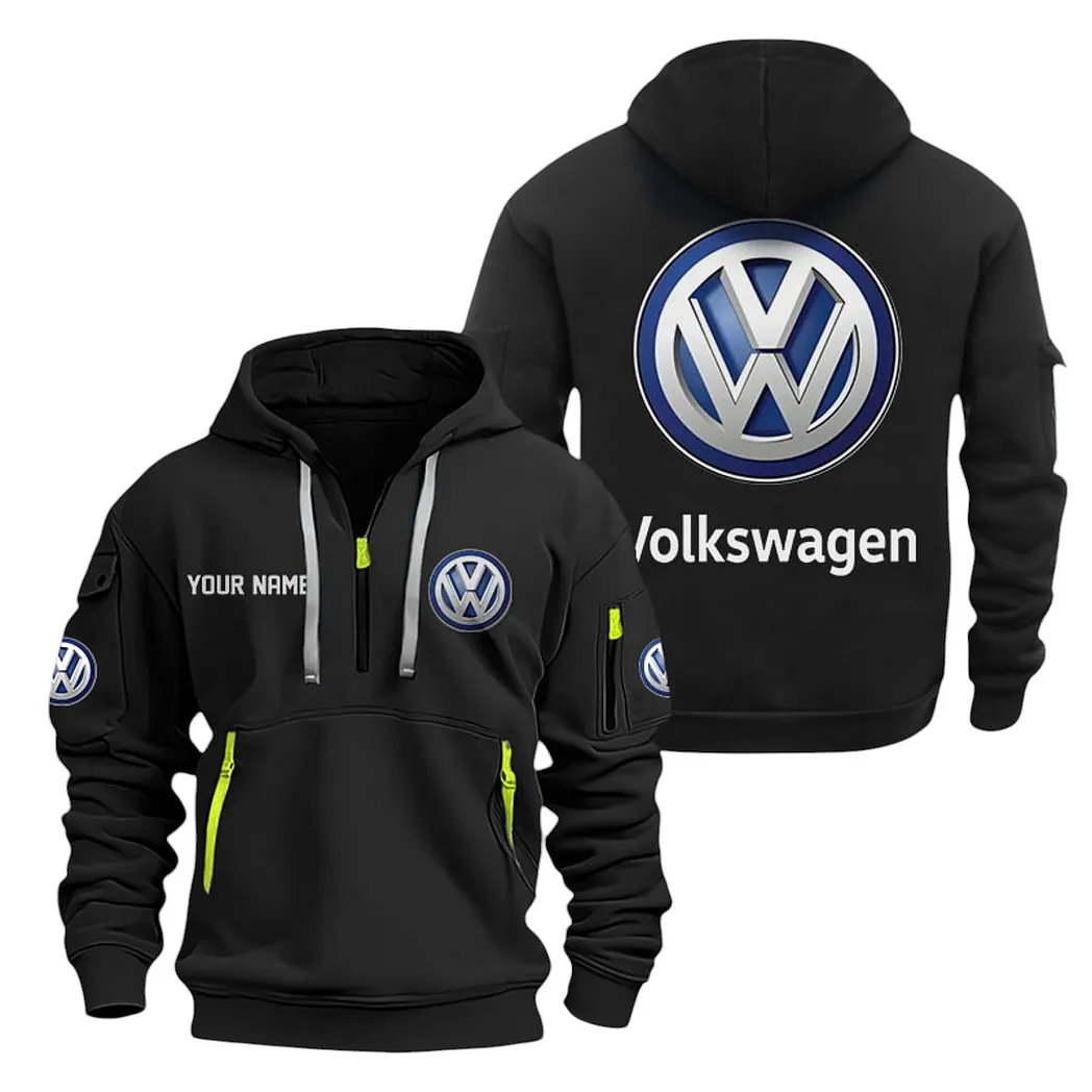 Volkswagen Half Zip Hoodie For Men, Gift For Volkswagen Lovers CAR20022125678 - Black