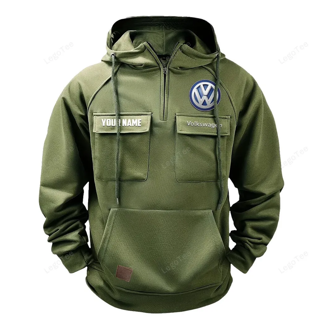 Volkswagen Tactical Quarter Zip Hoodie, Gift For Volkswagen Lovers, Gift For Him, Husband, Boyfriend - Army Green CAR109021425336-1