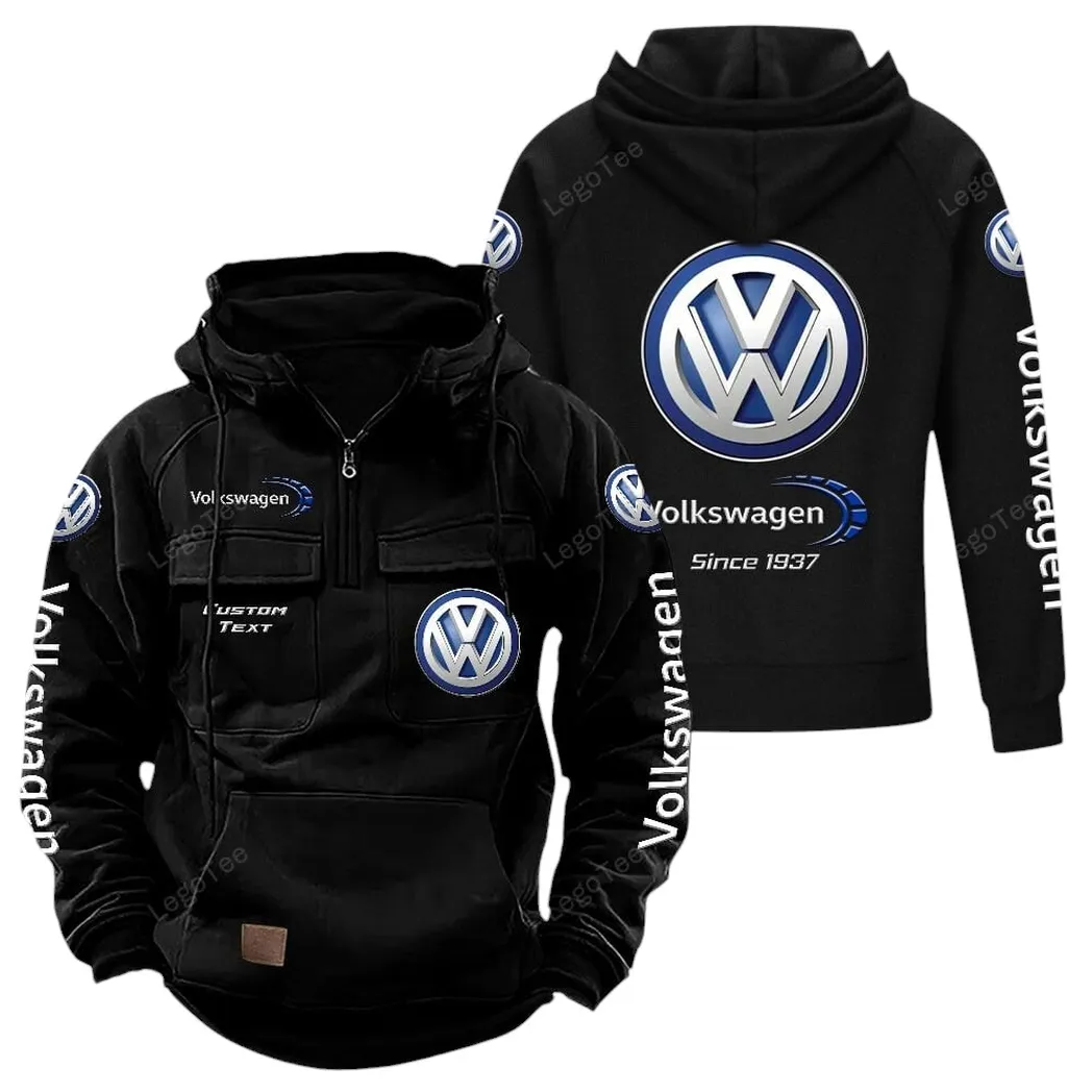 Volkswagen Tactical Quarter Zip Hoodie, Gift For Volkswagen Lovers, Gift For Him, Husband, Boyfriend - Black CAR96021425666-2
