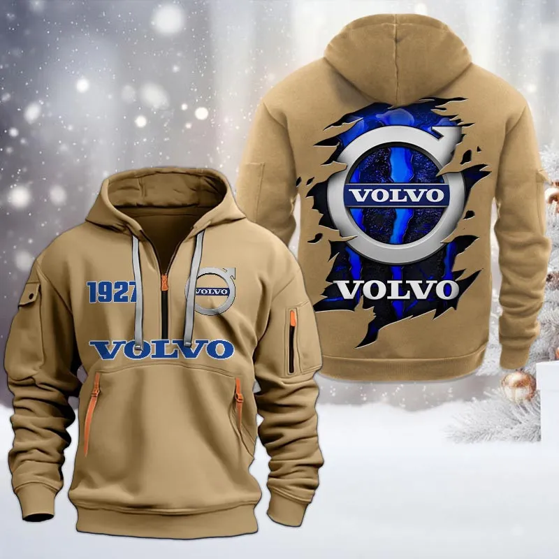 volvo half zip hoodie all over print half zip hoodies for men car198032746 khaki r6qkw