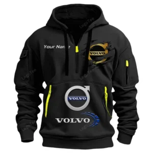Volvo Half Zip Hoodie CAR113021425783, Best Gift for Him, Husband, Boyfriend - Black
