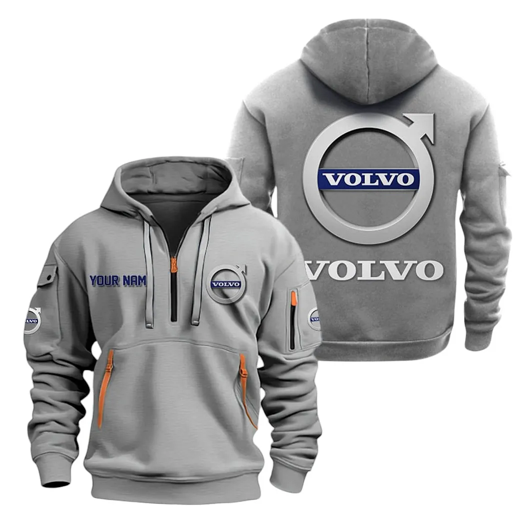 Volvo Half Zip Hoodie For Men, Gift For Volvo Lovers CAR20022125679 - Gray