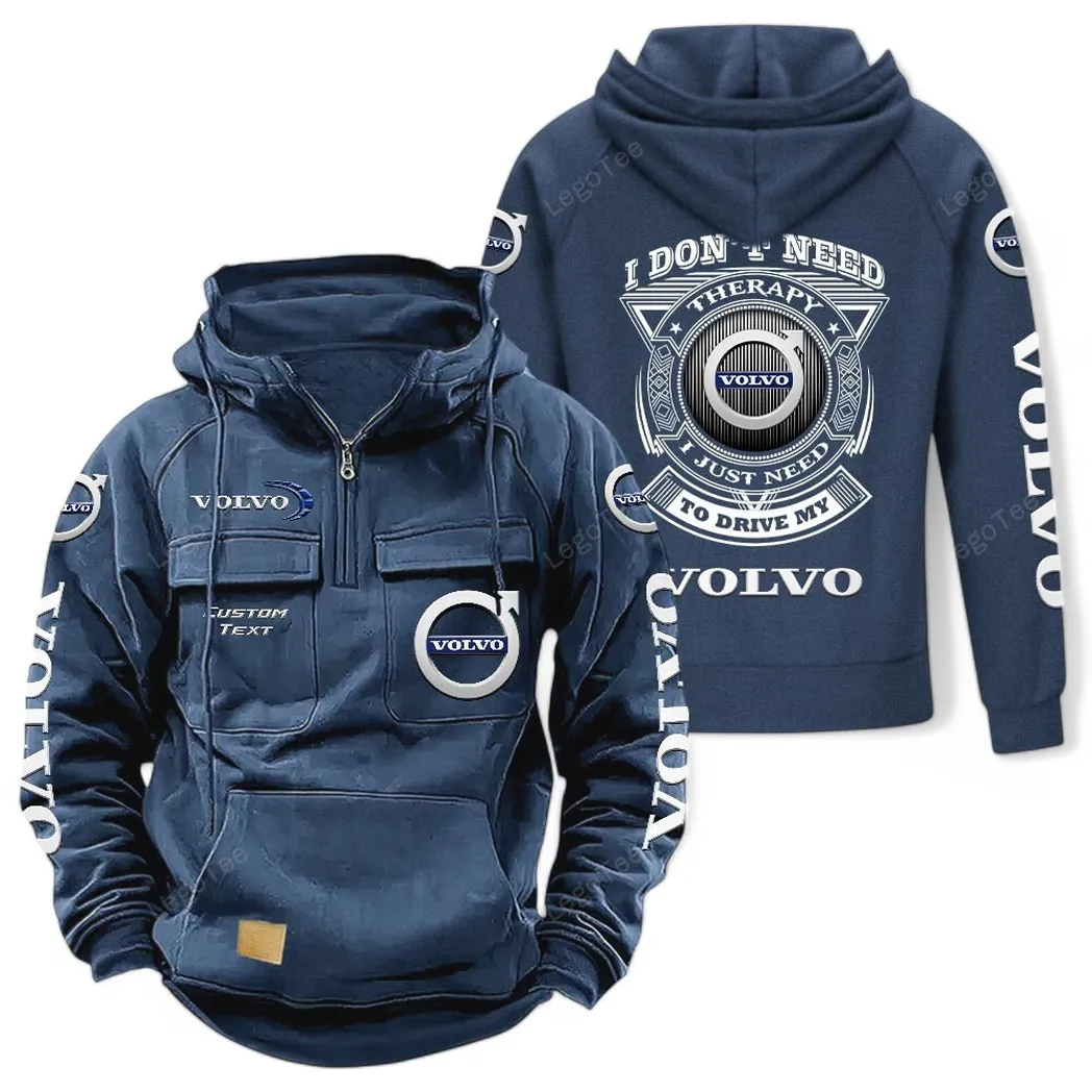 Volvo Tactical Quarter Zip Hoodie CAR106021525012, Gifts For Men, Him, Husband, Boyfriend - Dark Blue