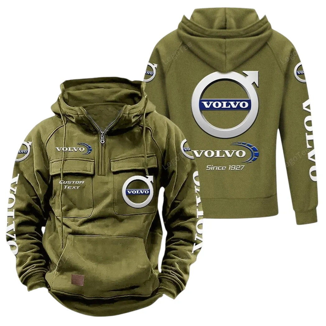 Volvo Tactical Quarter Zip Hoodie, Gift For Volvo Lovers, Gift For Him, Husband, Boyfriend - Army Green CAR96021425675-1