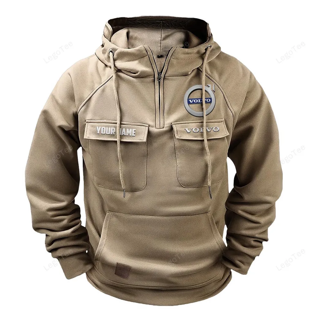 volvo tactical quarter zip hoodie gift for volvo lovers gift for him husband boyfriend khaki car109021425349 4 pfpsq