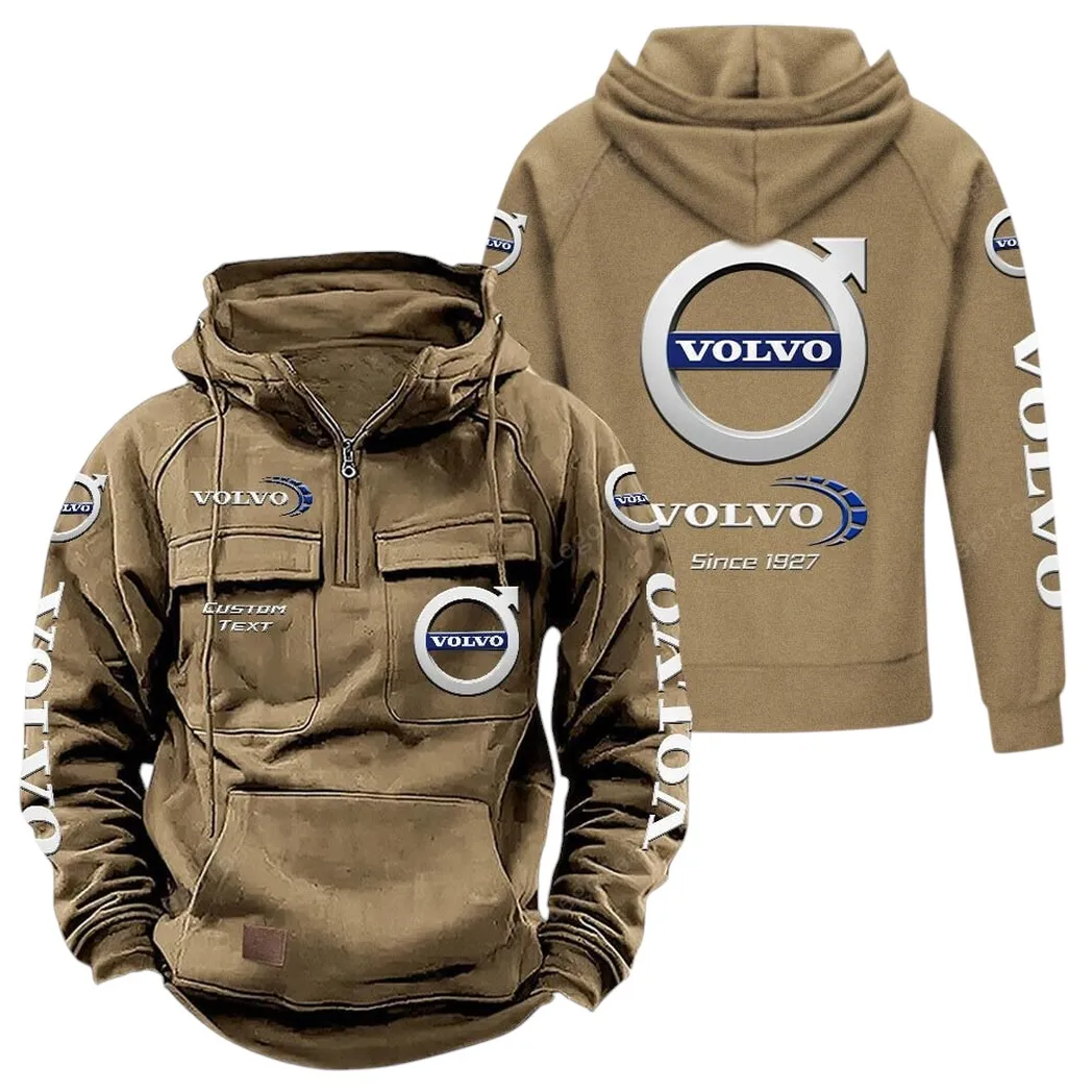 Volvo Tactical Quarter Zip Hoodie, Gift For Volvo Lovers, Gift For Him, Husband, Boyfriend - Khaki CAR96021425675-4