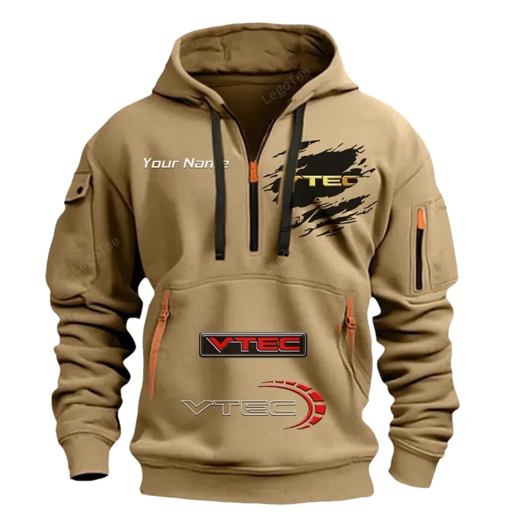 vtec honda half zip hoodie car113021425820 best gift for him husband boyfriend khaki 7odko