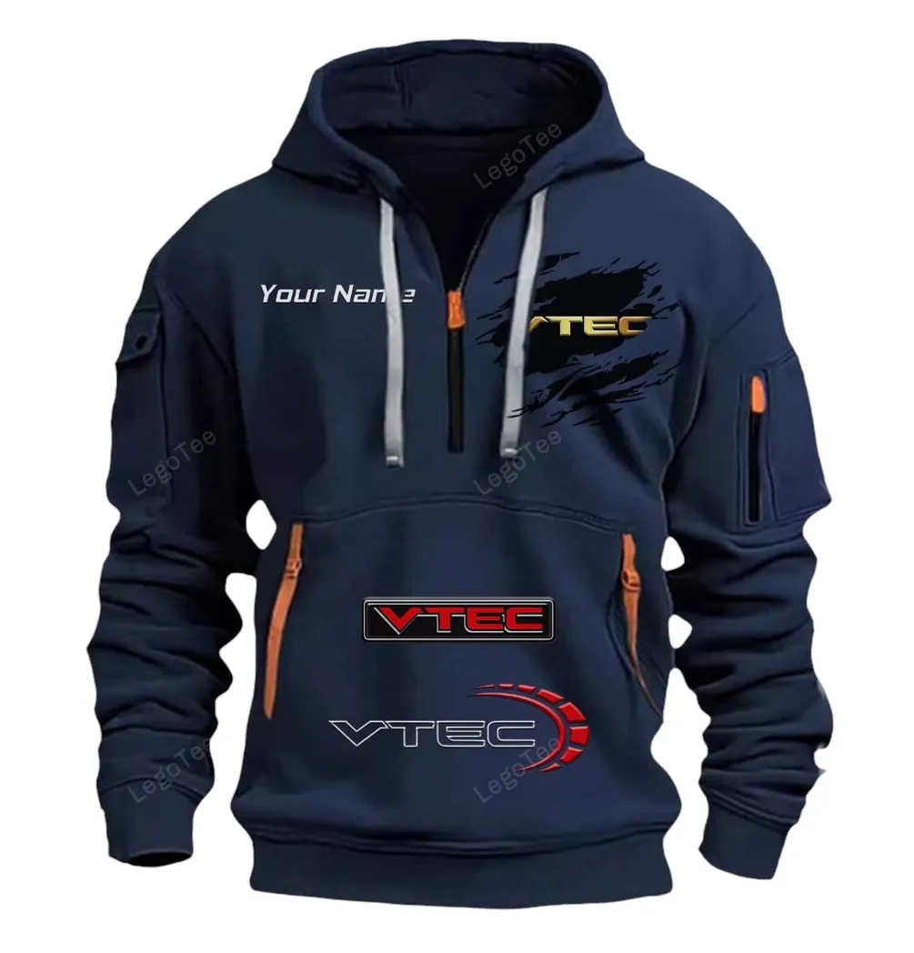 VTEC Honda Half Zip Hoodie CAR113021425820, Best Gift for Him, Husband, Boyfriend - Navy vtec honda half zip hoodie car113021425820 best gift for him husband boyfriend navy acngo