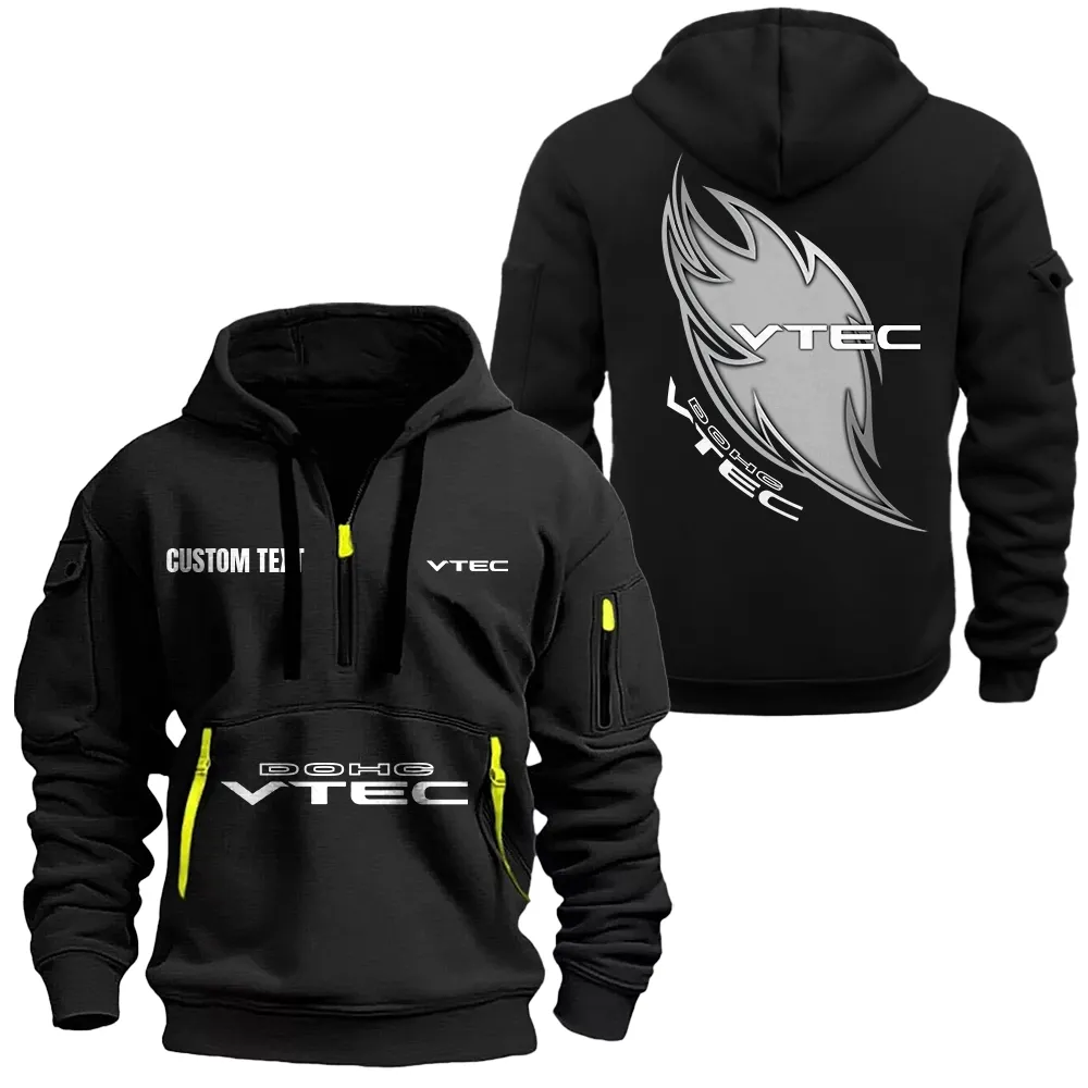VTEC Hoodie Half Zipper CAR1701112210, CAR All Over Print Hoodie Half Zipper - Black