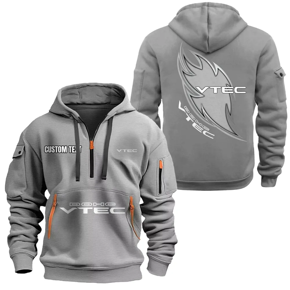 VTEC Hoodie Half Zipper CAR1701112210, CAR All Over Print Hoodie Half Zipper - Gray