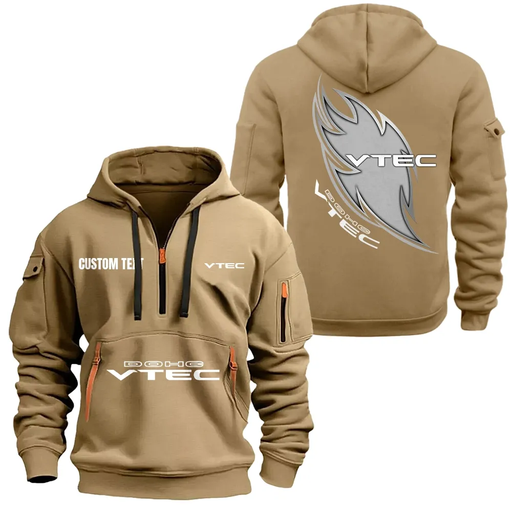 VTEC Hoodie Half Zipper CAR1701112210, CAR All Over Print Hoodie Half Zipper - Khaki