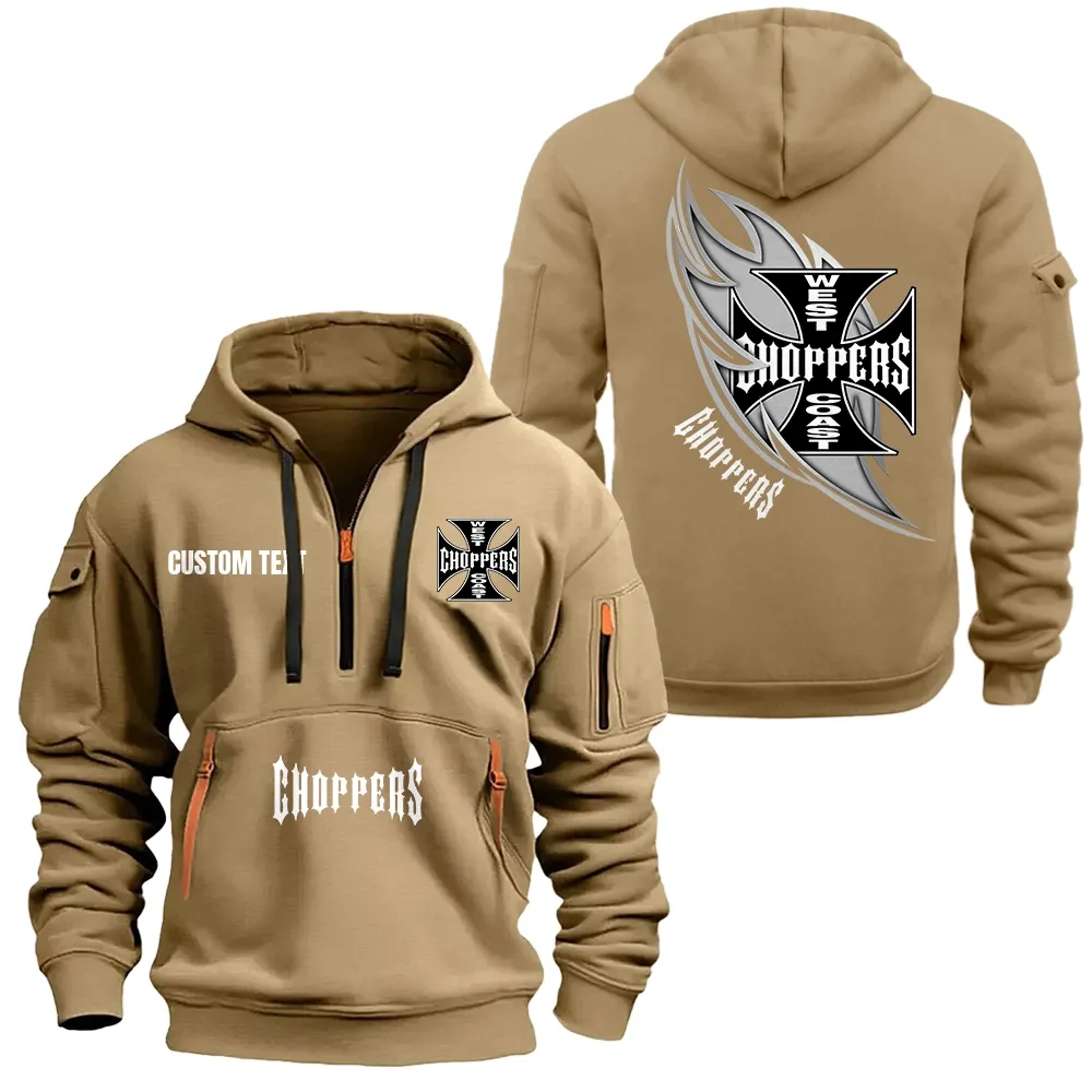 West Coast Choppers Hoodie Half Zipper CAR1701112211, CAR All Over Print Hoodie Half Zipper - Khaki