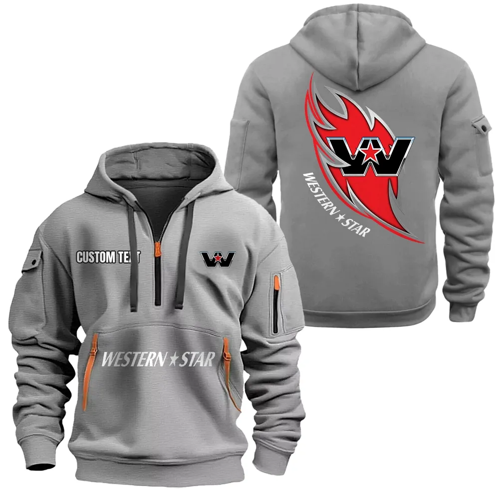 wester star hoodie half zipper car1701112212 car all over print hoodie half zipper gray