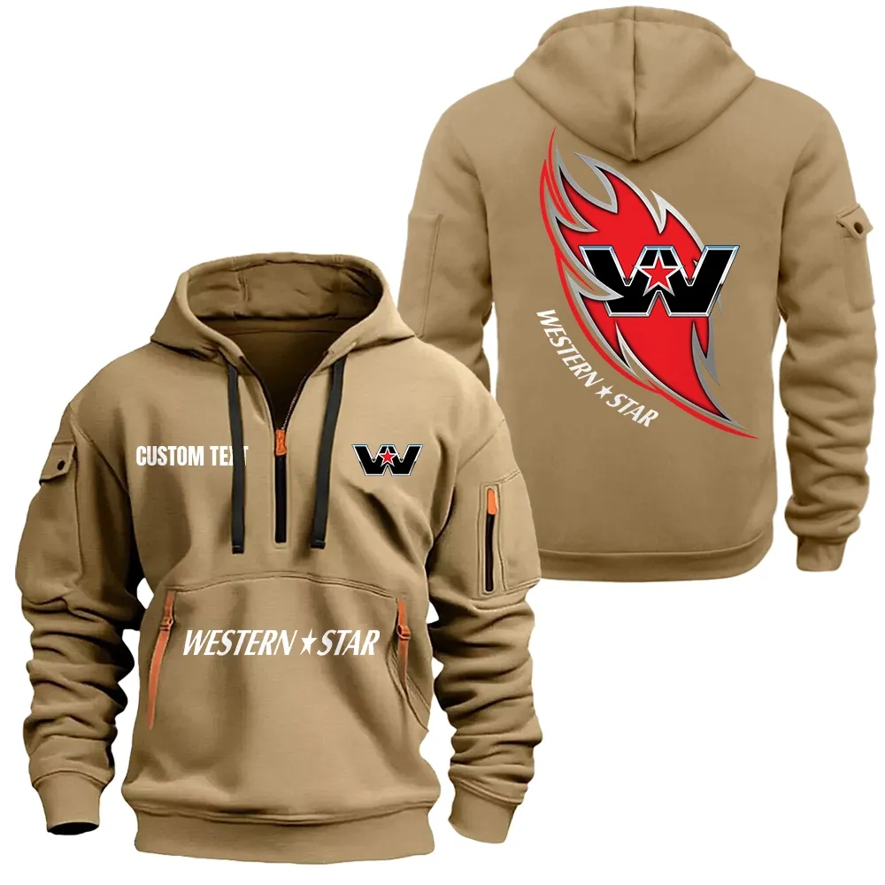 wester star hoodie half zipper car1701112212 car all over print hoodie half zipper khaki vyzic