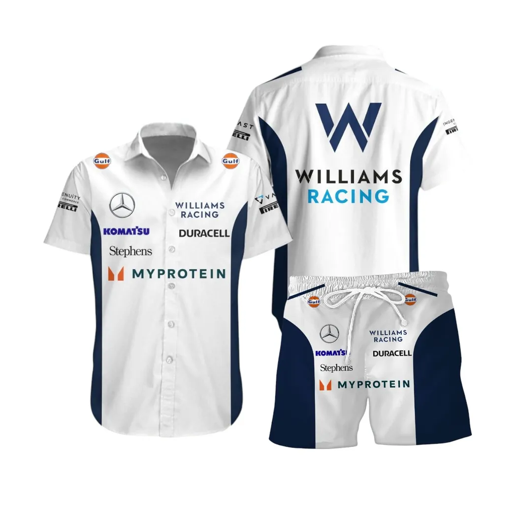 Williams Racing Hawaiian Set For Men, All Over Print Hawaiian Set Williams Racing CAR40404082505