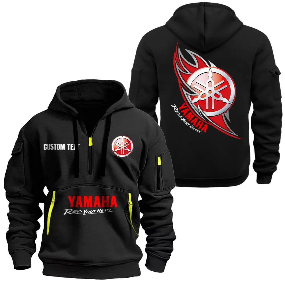 yamaha hoodie half zipper car1701112213 car all over print hoodie half zipper black